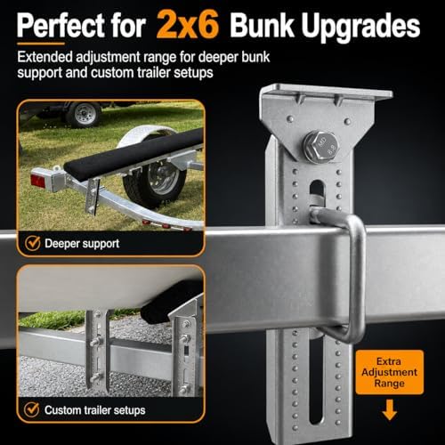 Wellmax 10" Boat Trailer Bunk Brackets, Heavy Duty Swivel, 4-Pack, Silver