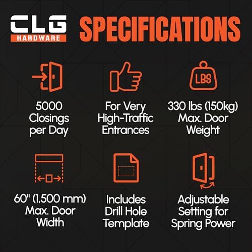 CLG HARDWARE Extra Heavy Duty Commercial Door Closer, Closing Delay Timer