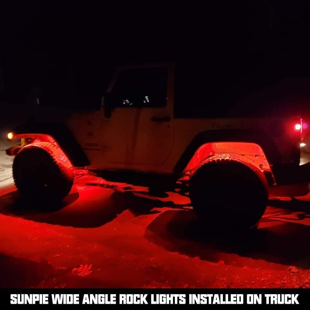 SUNPIE 8 Pods RGBW Rock Lights – Full Beam Angle, 30 High Power Chips, Alumin...