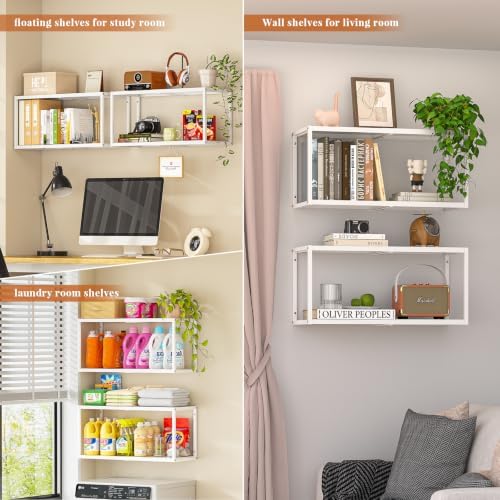 ThreeHio 2 Pack Expandable Garage Shelves Wall Mount, Heavy Duty Garage Wall ...