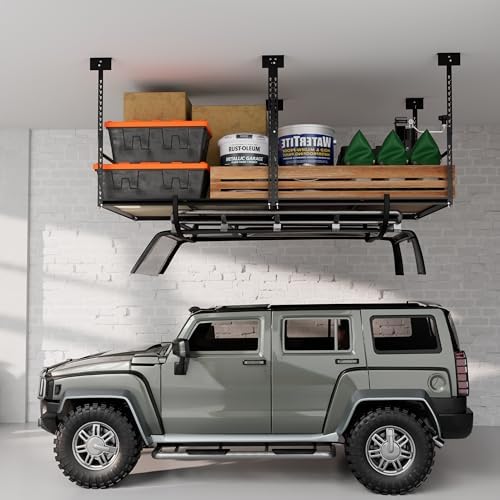 3x6 Ft Overhead Garage Storage Rack, 28-41 inch Height Adjustable Ceiling Mou...