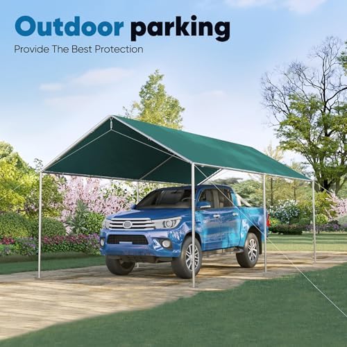 Quictent 10x15 ft Heavy Duty Car Canopy Galvanized Frame Carport Outdoor Part...
