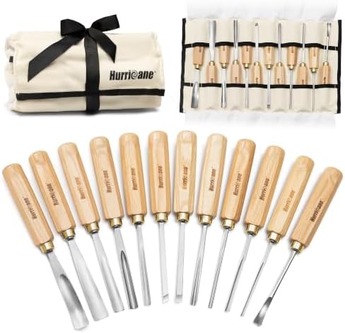 HURRICANE 12-Piece Starter Wood Carving Tools Set, Professional Wood Carving ...