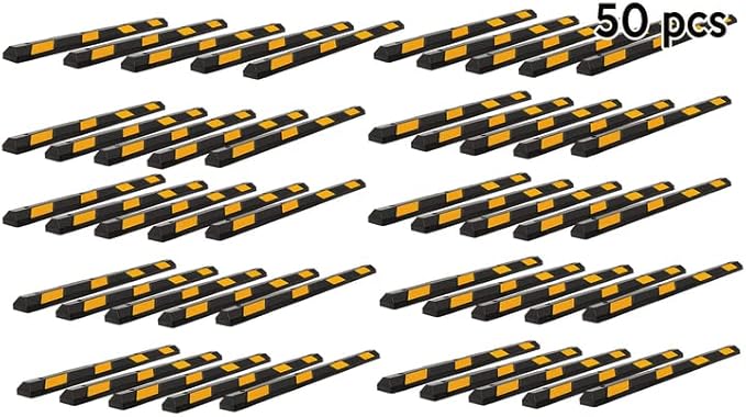ZONETECH Large Heavy Duty Rubber Parking Curb – 72” Premium Quality Auto Gara...