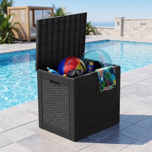 35 Gallon Outdoor Storage Box Waterproof Deck Box Patio Storage