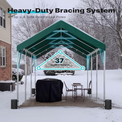 ADVANCE OUTDOOR 12x20 ft Heavy Duty Carport Potable Car Canopy Garage Party T...