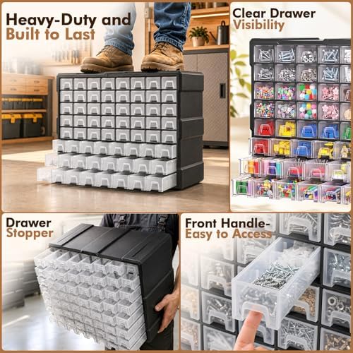64-Drawer Organizer Craft Organizers and Storage with Dividers Labels