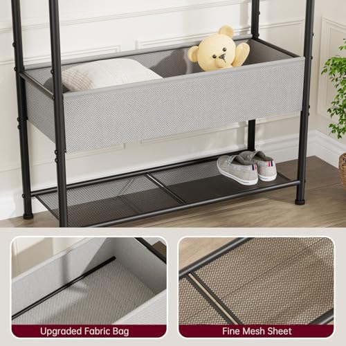 SINGAYE Wardrobe Standing Closet Clothing Rack With Shelf Hanging Clothes
