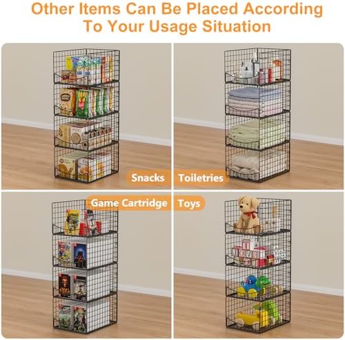 Hongtamoya 4-Tier Stackable Closet Organizers and Storage Shelves, Clothes St...
