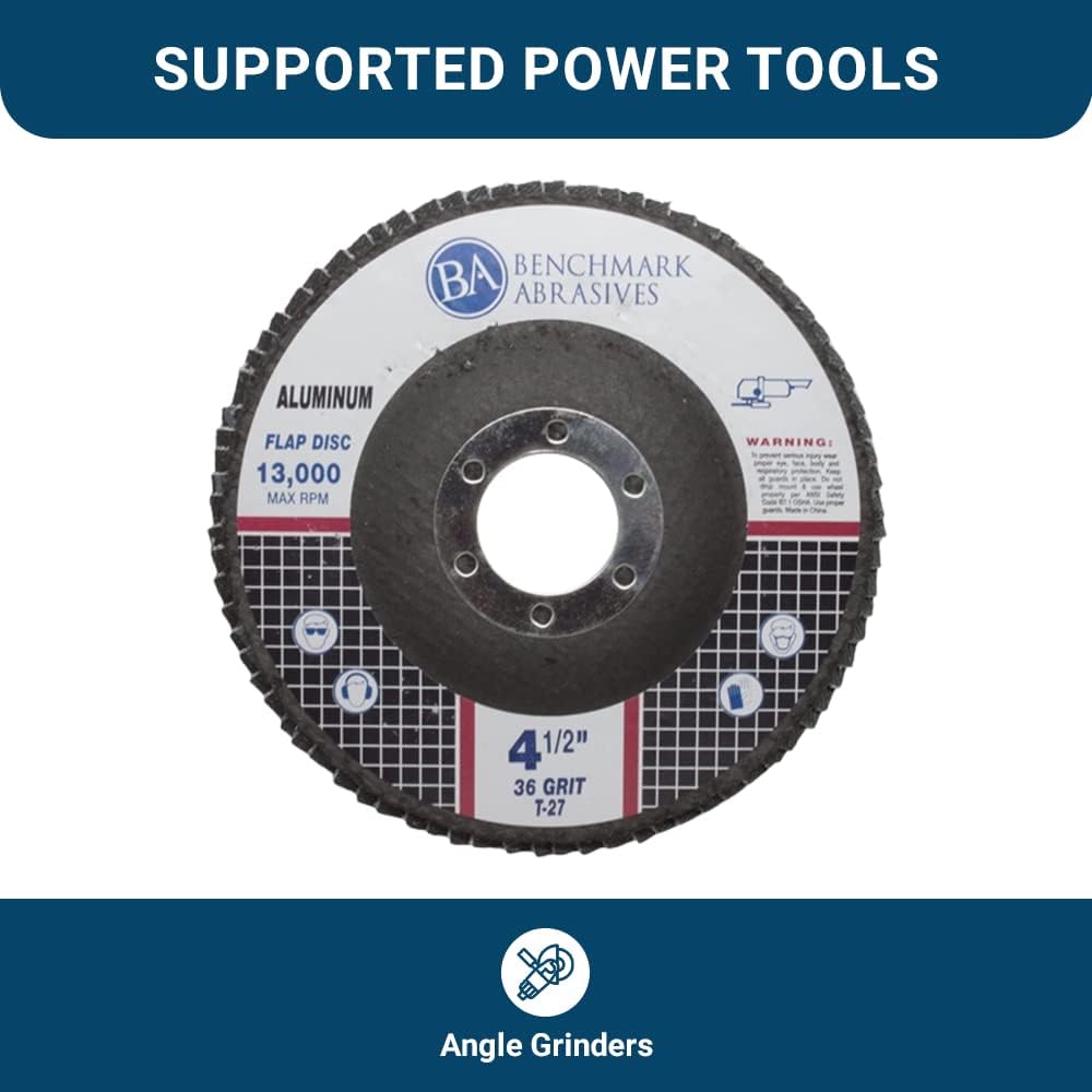 Benchmark Abrasives 4.5" x 7/8" Premium Stearate Coated Type 27 Fla...