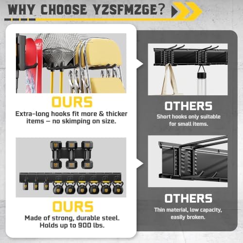 64" Garage Wall Tool Organizer, 900 Lbs Heavy Duty Steel Garden Tool Sto...