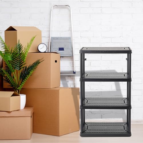 Gracious Living 4-Shelf Fixed-Height Medium-Duty Storage, Black, 2-Pack