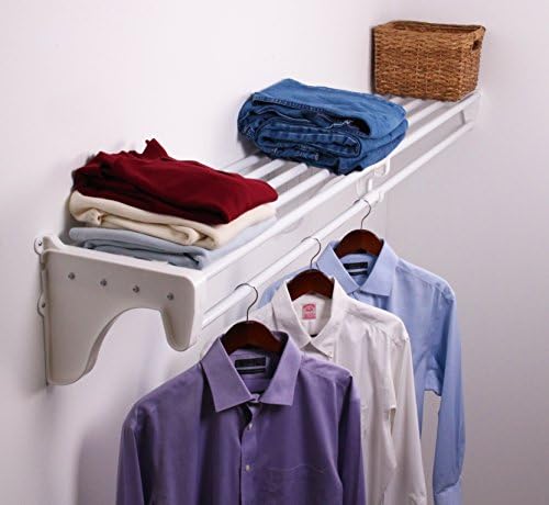 EZ SHELF - Closet Shelf with Hanging Rod - 29" to 49” Expandable, White,...