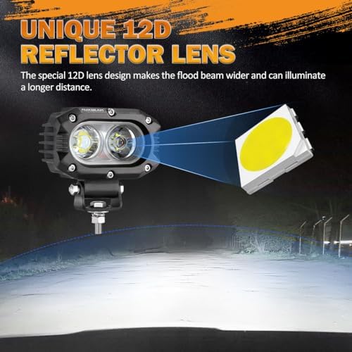 Auxbeam 4 Inch LED Pod, R4 Series Square White Offroad Driving Flood Beam