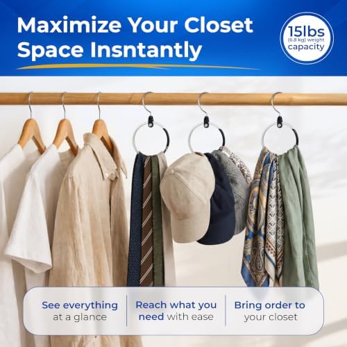 Rolly Hanger® Premium Closet Organizer, Rotating Aluminum Ring Hanger with 36...