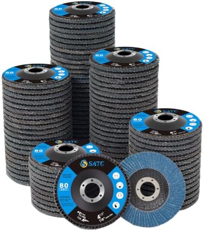 S SATC Premium 4.5" x 7/8" Inch 80 Grit Flap Discs for Angle Grinde...