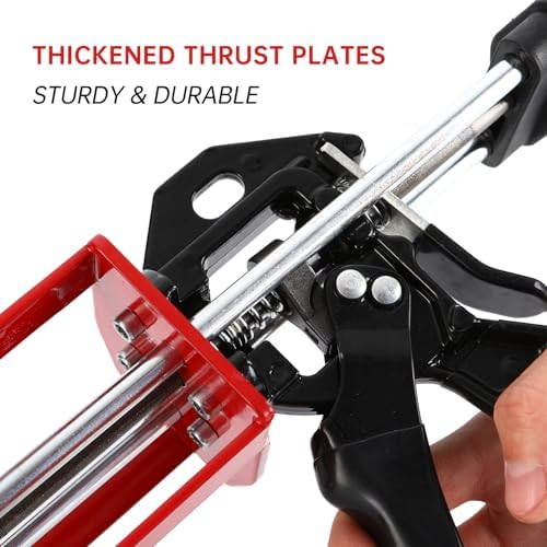 Dual Caulking Gun,Epoxy Gun for 200 ml(6.75 fl oz,1:1 or 2:1 Mix Ratio),Red