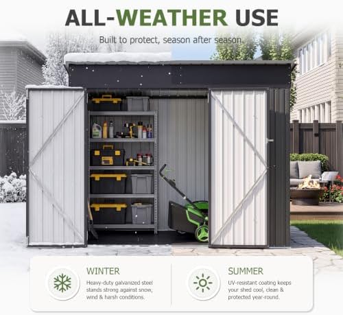 Aoxun 7.5'x4' Outdoor Storage Shed with 3 Lockable Doors & 14mm P...