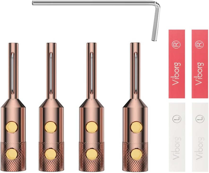 Viborg Speaker Banana Plugs Pure Copper Screw Locking 4MM Speaker Connectors ...