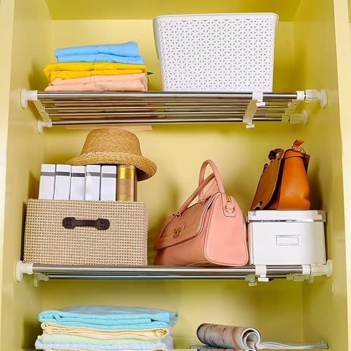 BAOYOUNI Closet Tension Shelf Adjustable Organizer 19.7-31.5" Ivory