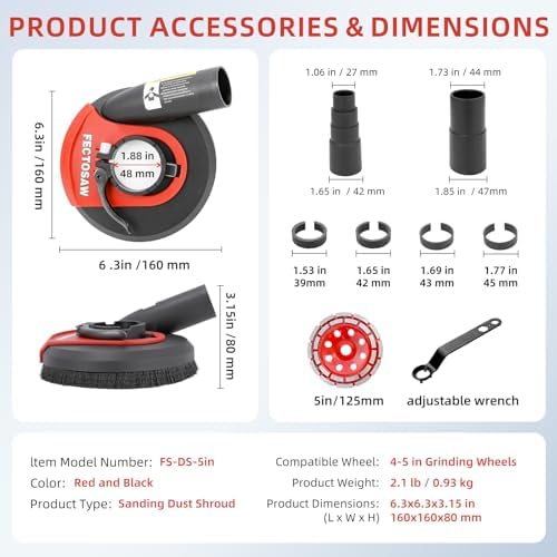 Dust Shroud for Angle Grinder with Diamond Grinding Cup Wheel, 4.5–5 Inch &am...