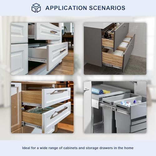 Probrico 10 Pairs 22 Inch Rear/Side Mount Drawer Slides with Rear Mounting Br...