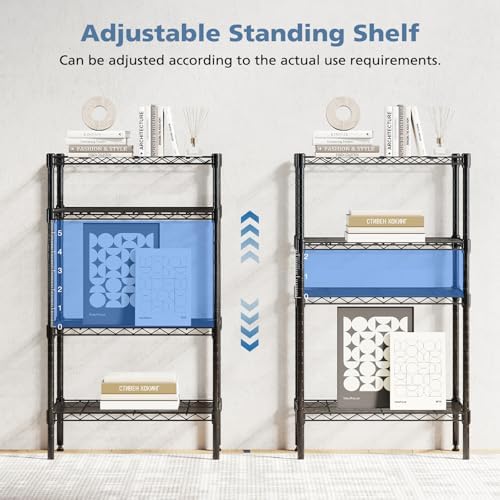DUMOS 4-Tier Metal Storage Shelves, Shelving Unit, Storage Rack, 23.3" W