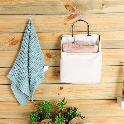Chumia 6 Pack Wall Hanging Storage Basket Closet Hanging Storage Bag, White