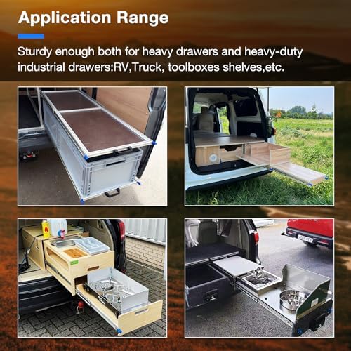 Heavy Duty Locking Drawer Slides Load 250 lbs Full Extension Runners with Loc...