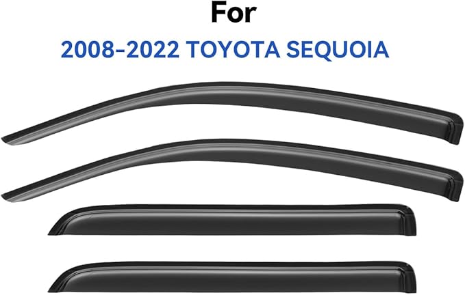 Window Visors Rain Guards for 2008-2022 Toyota Sequoia, Out-Channel Window Vent