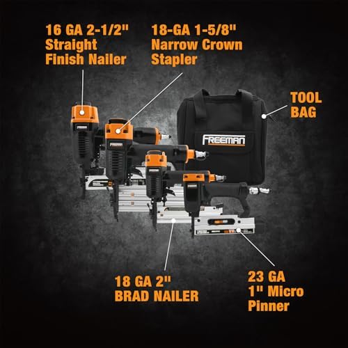Freeman Pneumatic Finish Nailers and Stapler Kit (4-Piece) | P4FNCB