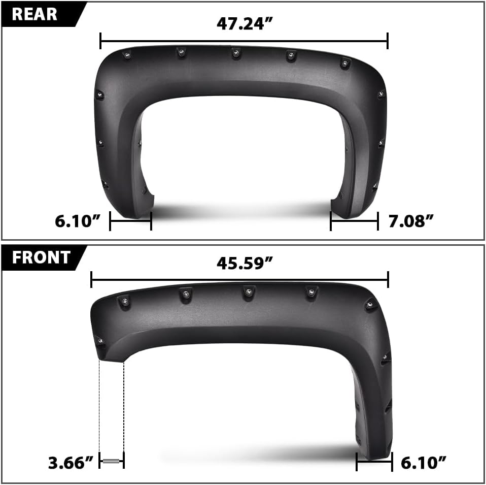 CROSSDESIGN Fender Flares Fit 2007-2013 Chevy Silverado 1500 2500HD 3500HD 6....