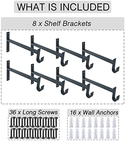 OVOV Closet Rod Bracket Heavy Duty 12 Inch Closet Shelf Brackets 8 Pack