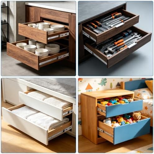 Onemake 18 Inch Soft Close Side Mount Drawer Slides Full Extension, 5 Pair