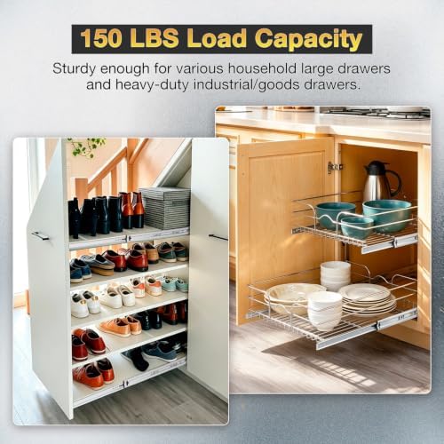YENUO Heavy Duty Drawer Slides Full Extension Ball Bearing 12–40 Inch 150LB