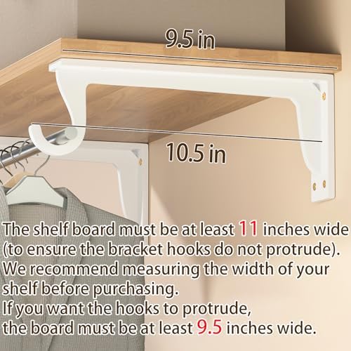 10inch Closet Rod Support Bracket Heavy Duty 400lbs (4pack White )