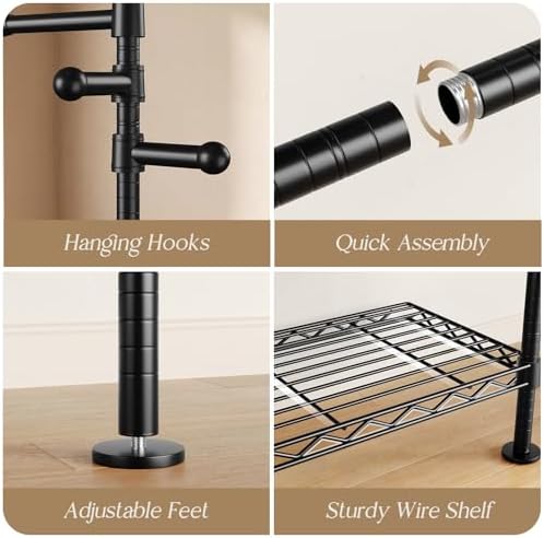 Wall Mounted Closet System, Heavy Duty 6-Row Clothes Rack, Expandable Industr...