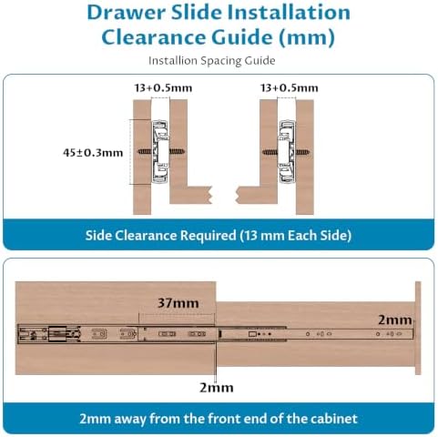 Onemake 18 Inch Soft Close Side Mount Drawer Slides Full Extension, 5 Pair