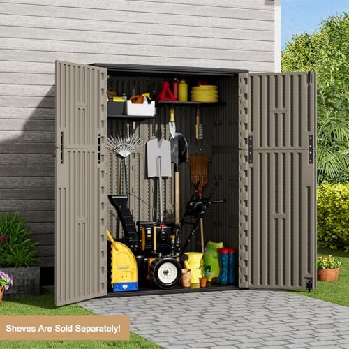 KINYING Outdoor Vertical Storage Shed,57 Cu.ft Outdoor Storage Cabinet Waterp...