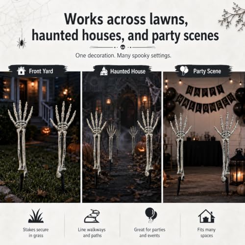 Halloween Decorations Outdoor, 12 Pcs Skeleton Arms Yard Stakes,17.7in