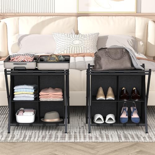 aboxoo Luggage Rack with storage, Guest Room Folding Suitcase Stands, Holds u...
