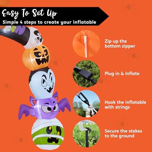Joiedomi 8 FT Cute Halloween Inflatables Pumpkin Archway Outdoor Decoration, ...