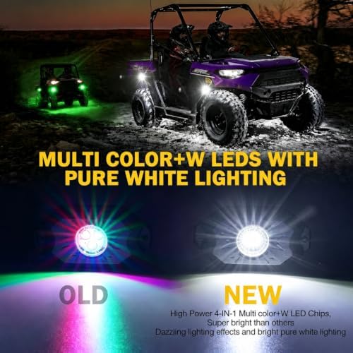 Xprite LED Rock Lights Kit 10 Pods Multicolor Neon Underglow Lights