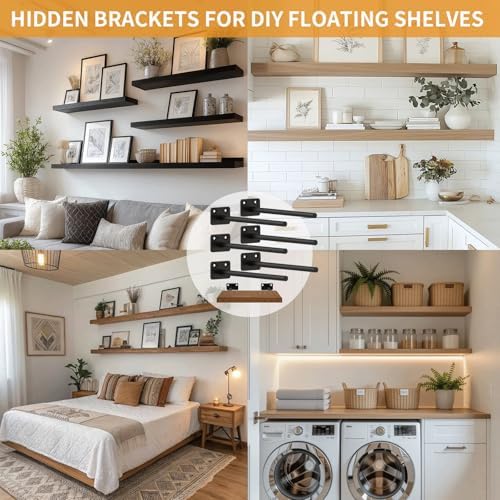 Floating Shelf Brackets, 10 inch Hidden Shelf Brackets Heavy Duty Blind Shelf...