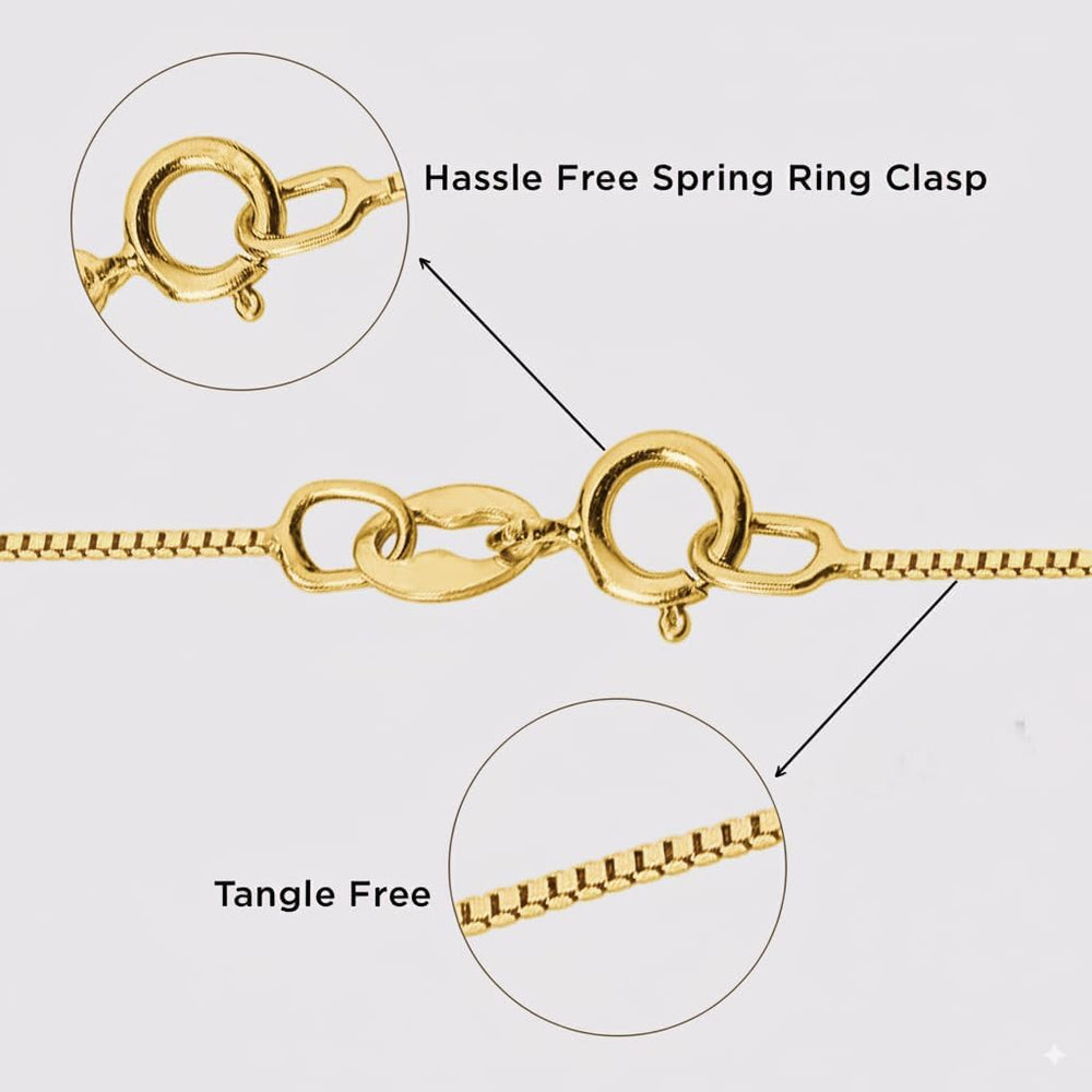 Jewelili 10K Solid Yellow and White Gold Box Link Chain Necklace for Women