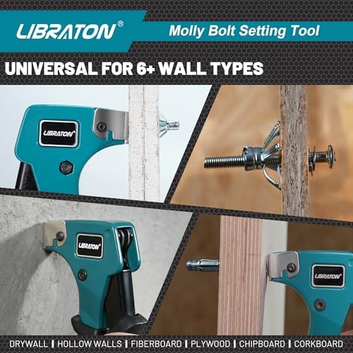 LIBRATON Molly Bolts for Drywall & Plaster Wall (0.12"-1.52"), ...