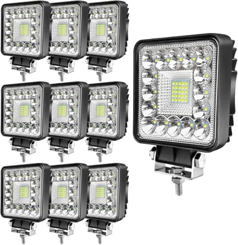 LED Tractor Work Light 4 Inch 123W 12V 24V Square Light Bars Spot Flood Off R...