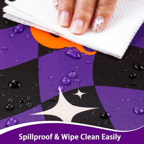 Halloween Pumpkin Checkerboard Rectangle Kitchen Tablecloth 60x120 Inch