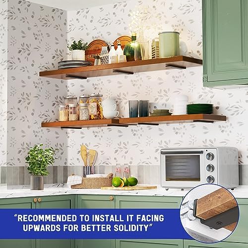 Goovilla Shelf Bracket, Floating Shelf Brackets 8 inch Long, 6 Pack, Black