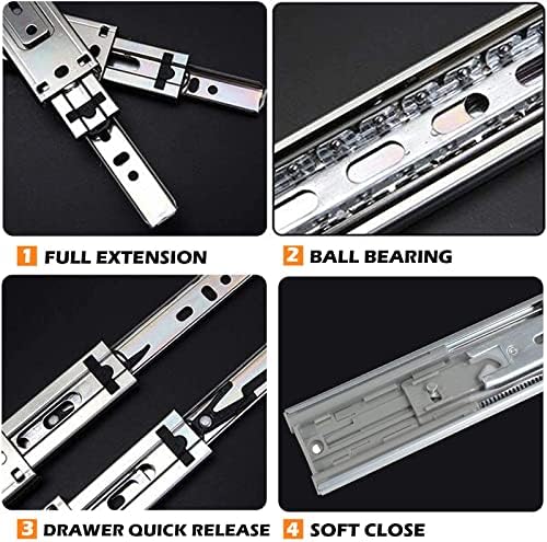 Gobrico 10 Pairs 20-Inch Rear/Side Mount Soft Close Drawer Slides with Bracke...
